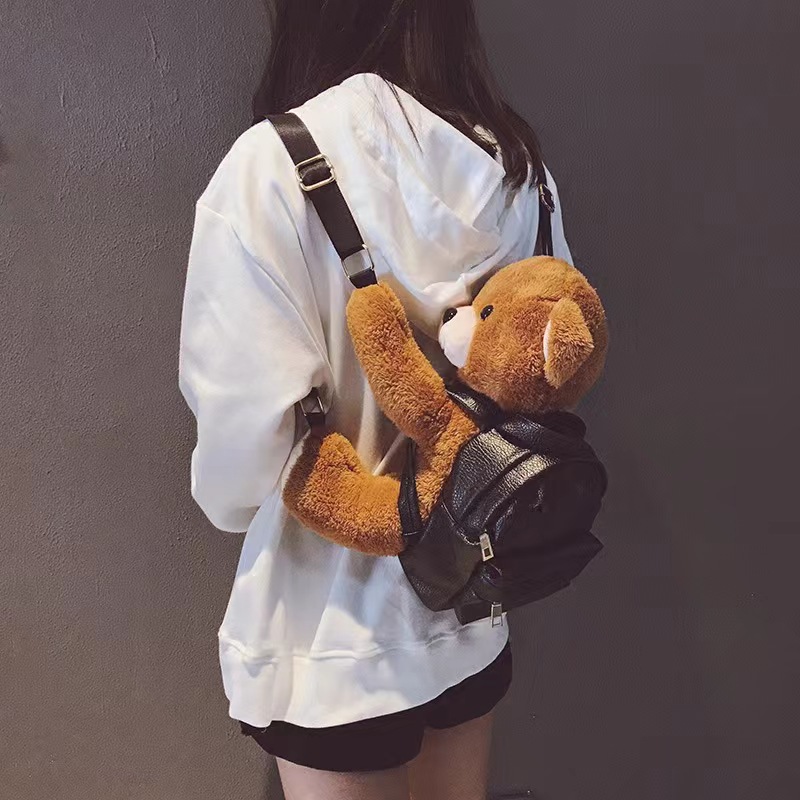 Motorcycle Gear Backpack - Mochila Kawaii de oso marrón de